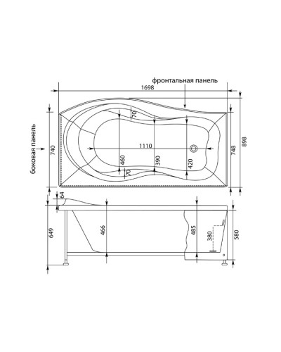 Акриловая ванна Aquanet Borneo 170x90 R 00205284
