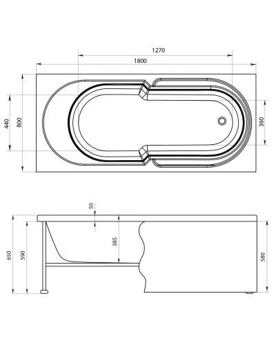 Акриловая ванна 180х80 см Aquanet Tea 00205282