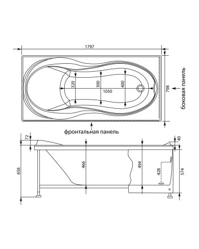 Акриловая ванна 180х80 см Aquanet Grenada 00205395