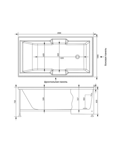 Акриловая ванна 190x100 см Aquanet Vega 00205556