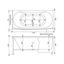 Акриловая ванна 157,8х74,1 см Aquanet Izabella 00205499