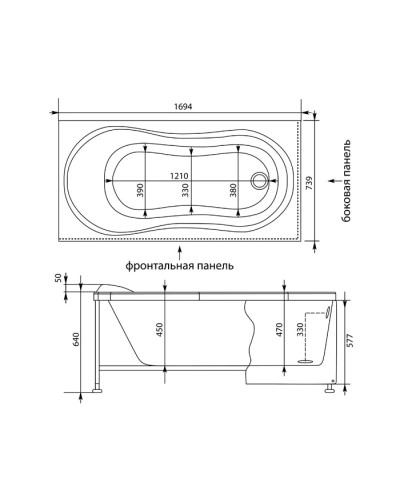 Акриловая ванна 169,4х73,9 см Aquanet Corsica 00205480