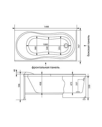 Акриловая ванна 149,8х74,7 см Aquanet Corsica 00205478