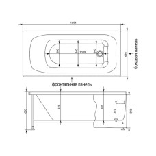 Акриловая ванна 169,4x69,5 см Aquanet Roma 00205375