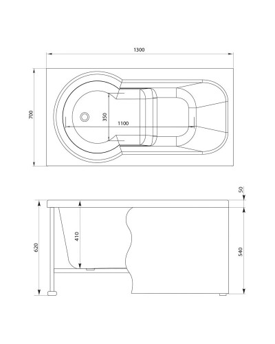 Акриловая ванна 130x70 см Aquanet Largo 00205508