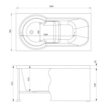 Акриловая ванна 140x70 см Aquanet Largo 00205512