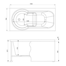 Акриловая ванна 140x70 см Aquanet Largo 00205512