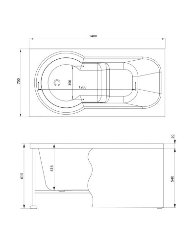 Акриловая ванна 140x70 см Aquanet Largo 00205512