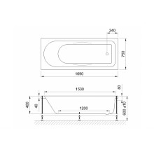 Акриловая ванна Royal Bath Tudor Standart 170x75 RB407701ST с гидромассажем