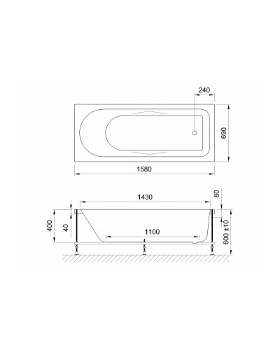 Акриловая ванна Royal Bath Tudor Standart 160x70 RB407702ST с гидромассажем