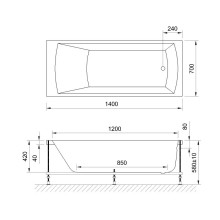 Акриловая ванна Royal Bath Vienna Standart 140x70 RB953200ST с гидромассажем