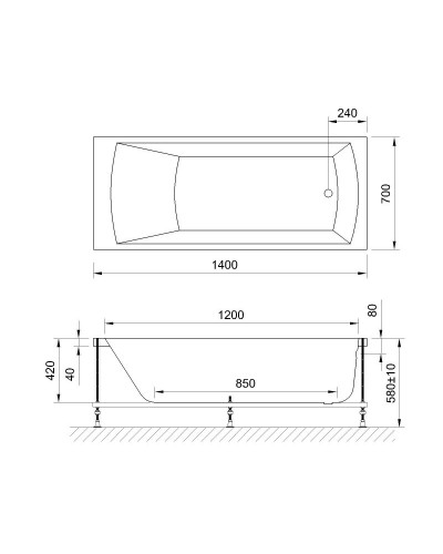 Акриловая ванна Royal Bath Vienna Standart 140x70 RB953200ST с гидромассажем