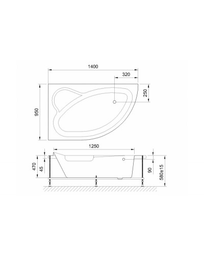 Акриловая ванна Royal Bath Alpine Standart 140x95 RB819103ST-L с гидромассажем