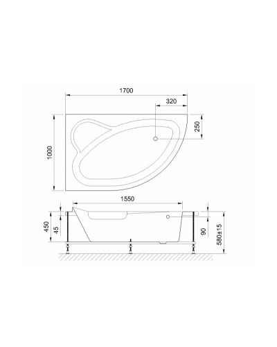 Акриловая ванна Royal Bath Alpine Standart 170x100 RB819102ST-L с гидромассажем