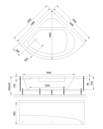 Акриловая ванна Royal Bath Rojo Comfort 150x150 RB375201CO с гидромассажем