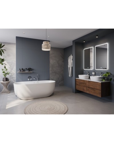 Отдельностоящая, овальная акриловая ванна в комплекте со сливом-переливом BelBagno BB706-1700-770