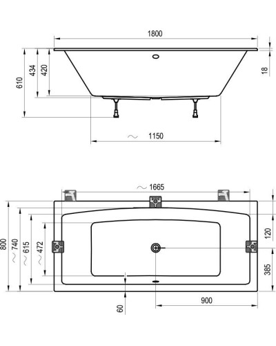 Акриловая ванна Ravak Formy 02 Slim 180x80 C891300000 без гидромассажа