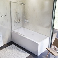 Комплект акриловой ванны AM.PM Inspire V2.0 180x80 WK52EB без гидромассажа с душевой системой со шторкой и аксессуарами