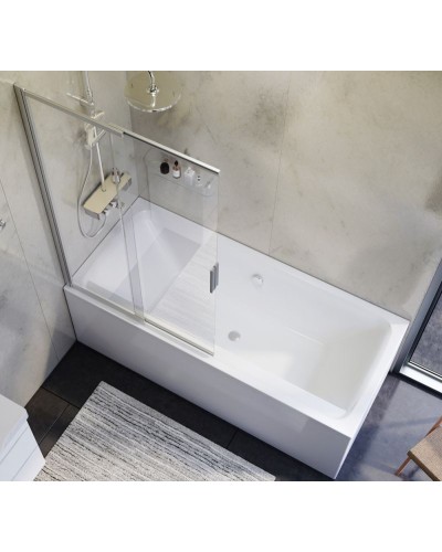 Комплект акриловой ванны AM.PM Inspire V2.0 180x80 WK52EB без гидромассажа с душевой системой со шторкой и аксессуарами