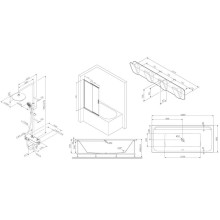 Комплект акриловой ванны AM.PM Inspire V2.0 180x80 WK52EB без гидромассажа с душевой системой со шторкой и аксессуарами