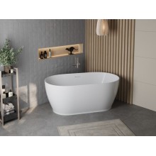 Отдельностоящая овальная акриловая ванна в комплекте со сливом-переливом BelBagno BB413-1500-800