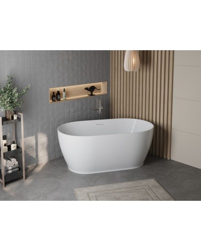 Отдельностоящая овальная акриловая ванна в комплекте со сливом-переливом BelBagno BB413-1500-800