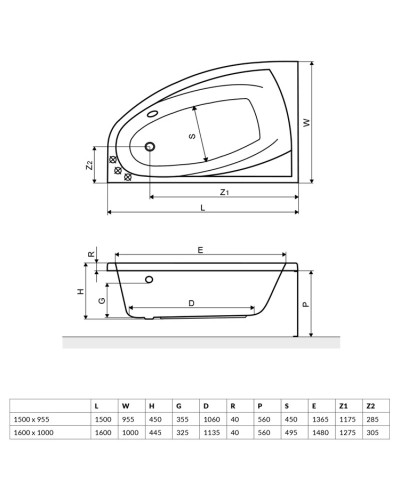 Акриловая ванна 150х95,5 см правая Excellent Aquaria Comfort WAEX.AQP15WH