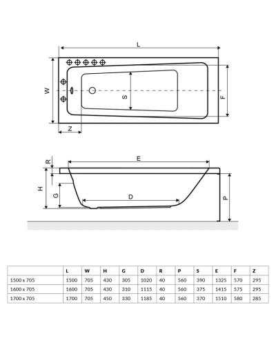 Акриловая ванна 170х70,5 см Excellent Ava WAEX.AVA.17WH