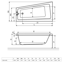 Акриловая ванна 150х80,5 см правая Excellent Ava Comfort WAEX.AVP15WH