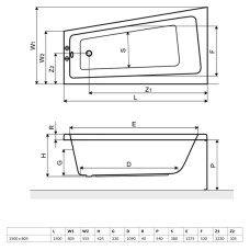 Акриловая ванна 150х80,5 см правая Excellent Ava Comfort WAEX.AVP15WH