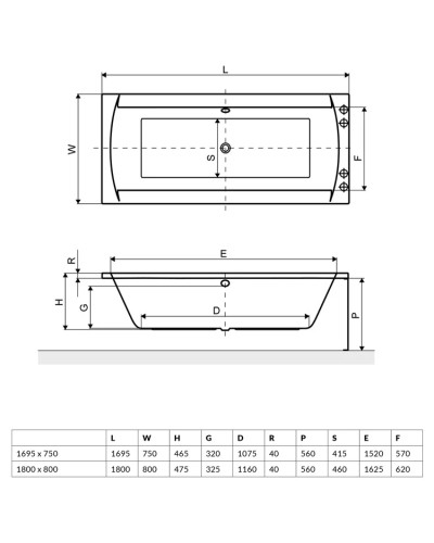 Акриловая ванна 169,5x75 см Excellent Crown WAEX.CRO17WH