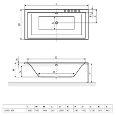 Акриловая ванна 189,5x90 см Excellent Crown Grand WAEX.CRG18WH