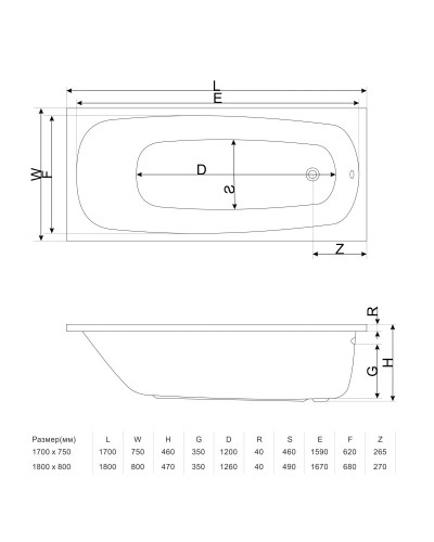 Акриловая ванна 180x80 см Excellent Layla WAEX.LAY18WH