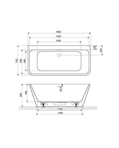 Акриловая ванна Excellent Lila 2.0 160x73 WAEX.LIL2.160.WHP без гидромассажа