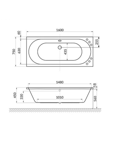 Акриловая ванна Excellent Oceana Slim 160x75 WAEX.OCE16WHS без гидромассажа
