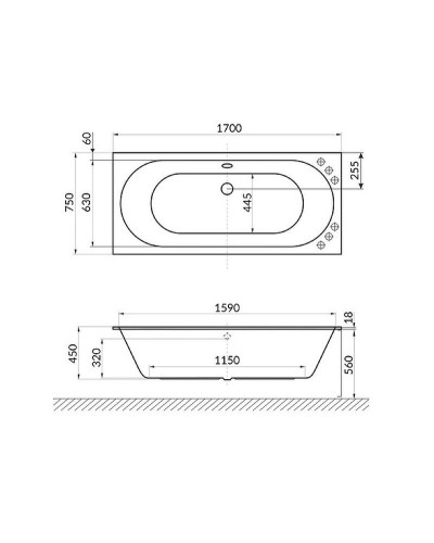 Акриловая ванна Excellent Oceana Slim 170x75 WAEX.OCE17WHS без гидромассажа