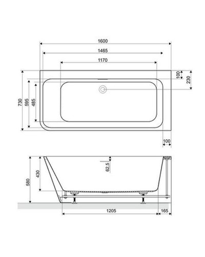 Акриловая ванна Excellent Lila 2.0 R 160x73 WAEX.LIL2.160P.WHN без гидромассажа