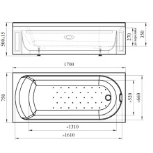 Акриловая ванна 170х75 см Radomir Аврора 0-01-0-0-0-981