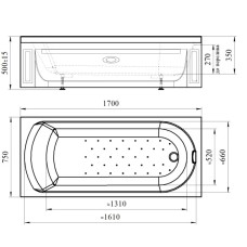 Акриловая ванна 170х75 см Radomir Аврора 0-01-0-0-0-981