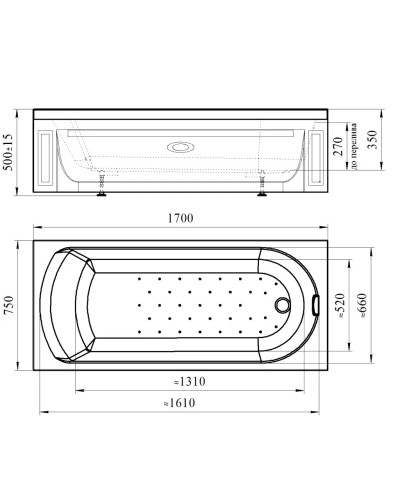 Акриловая ванна 170х75 см Radomir Аврора 0-01-0-0-0-981