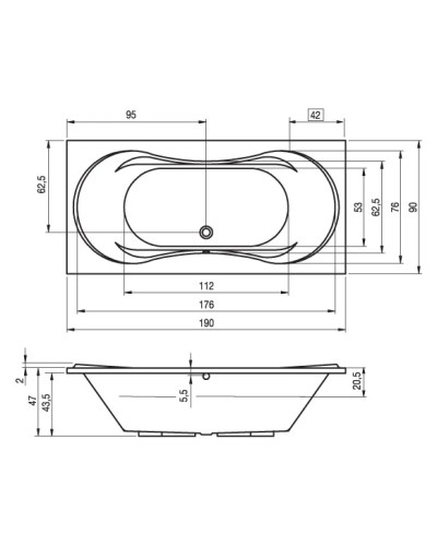 Акриловая ванна 190х90 см Riho Supreme B014001005