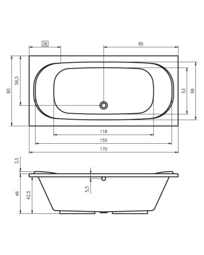 Акриловая ванна 170х80 см Riho Taurus BC0700500000000