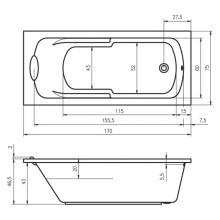 Акриловая ванна 170х75 см Riho Virgo BZ0700500000000