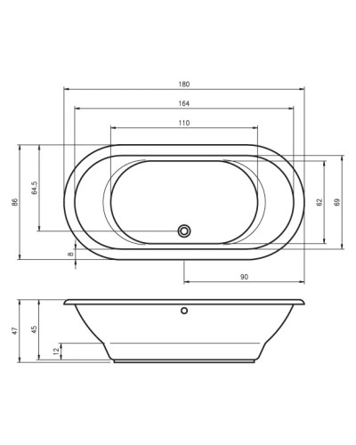 Акриловая ванна 180х86 см Riho Seth BB2200500000000