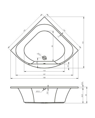 Акриловая ванна 140х140 см Riho Atlanta BB7000500000000