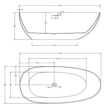 Акриловая ванна Abber AB9211MB 170х80 без гидромассажа
