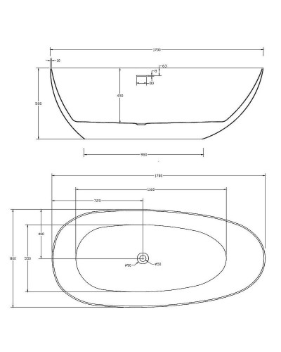 Акриловая ванна Abber AB9211MB 170х80 без гидромассажа