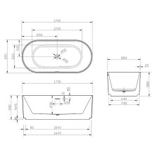 Акриловая ванна Abber AB9325-1.7 170х80 без гидромассажа