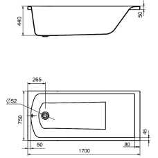 Акриловая ванна Santek Фиджи 170х75 1WH501596 без гидромассажа