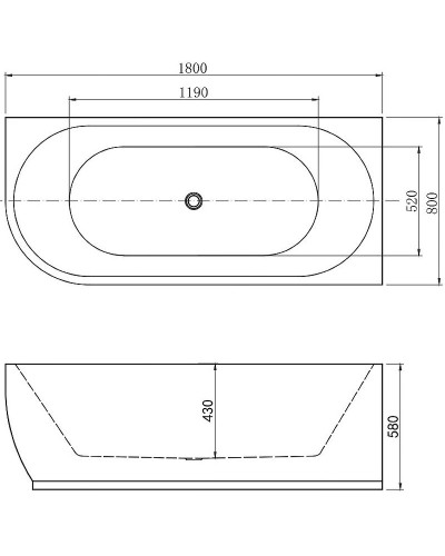 Акриловая ванна Aquanet Elegant B 180х80 260055 без гидромассажа
